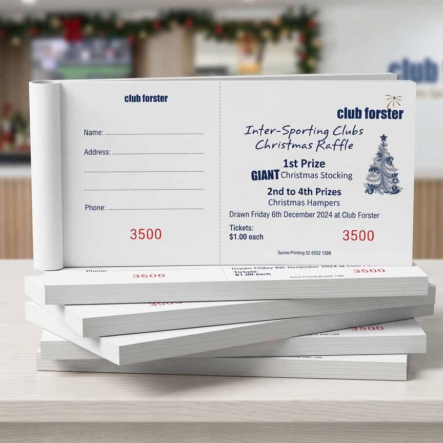 Get Raffle tickets books printed in Taree and Forster Tuncurry NSW